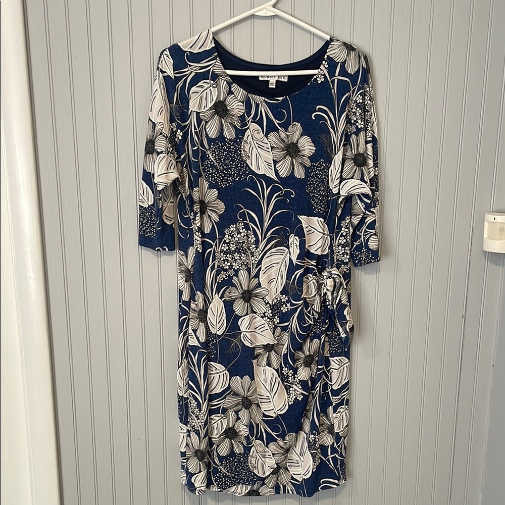 Robbie Bee Blue and White Floral Dress | Size Large - Picture 1 of 11